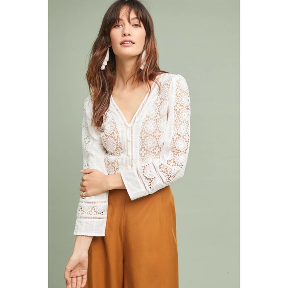 Anthropologie Tops - Anthropologie x Tracy Reese Lace white Button Down